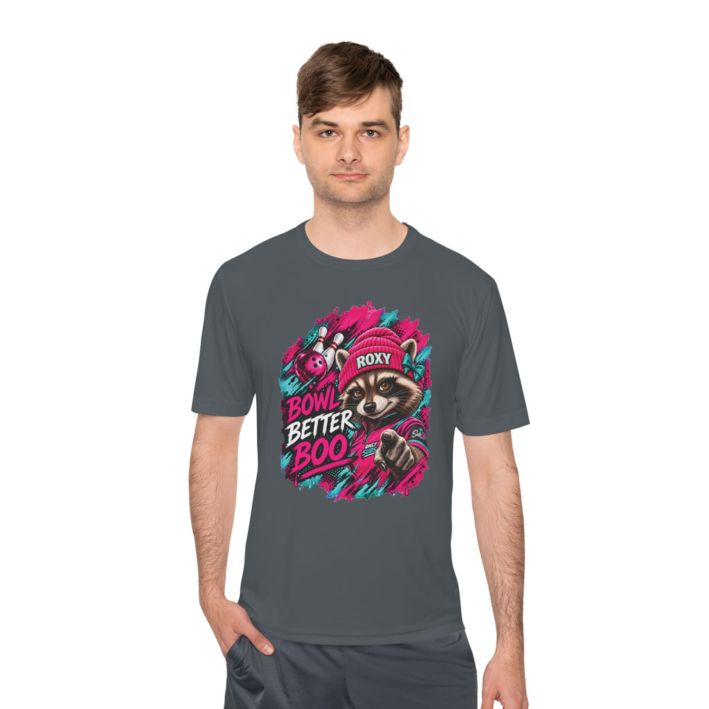 Bowling Raccoon Tee — “Bowl Better Boo” Moisture‑Wicking Graphic Shirt