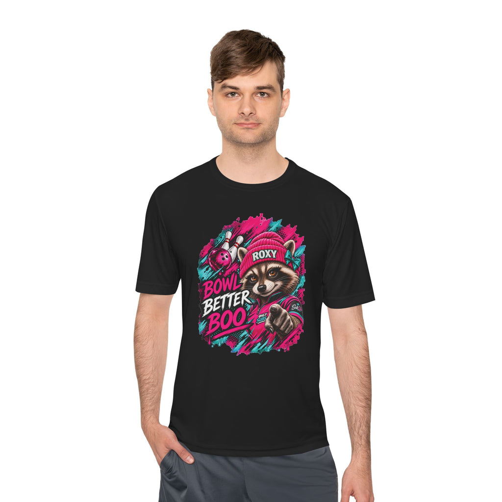 Bowling Raccoon Tee — “Bowl Better Boo” Moisture‑Wicking Graphic Shirt