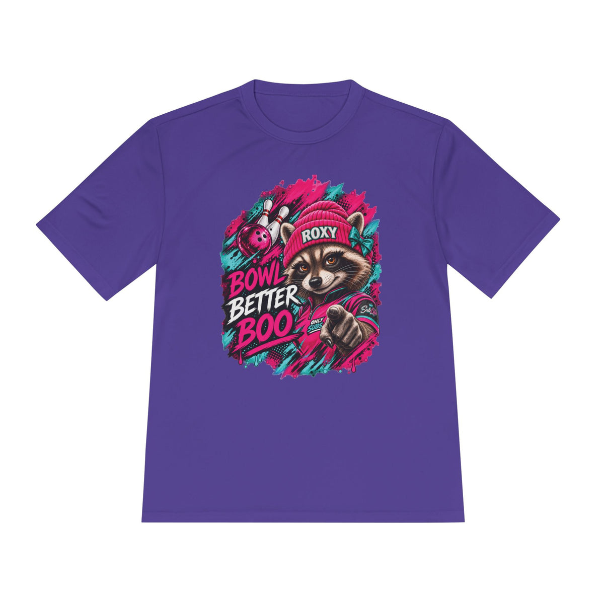 Bowling Raccoon Tee — “Bowl Better Boo” Moisture‑Wicking Graphic Shirt