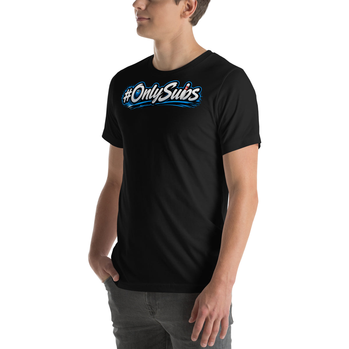 OnlySubs Core Logo Tee in Black, left-front view