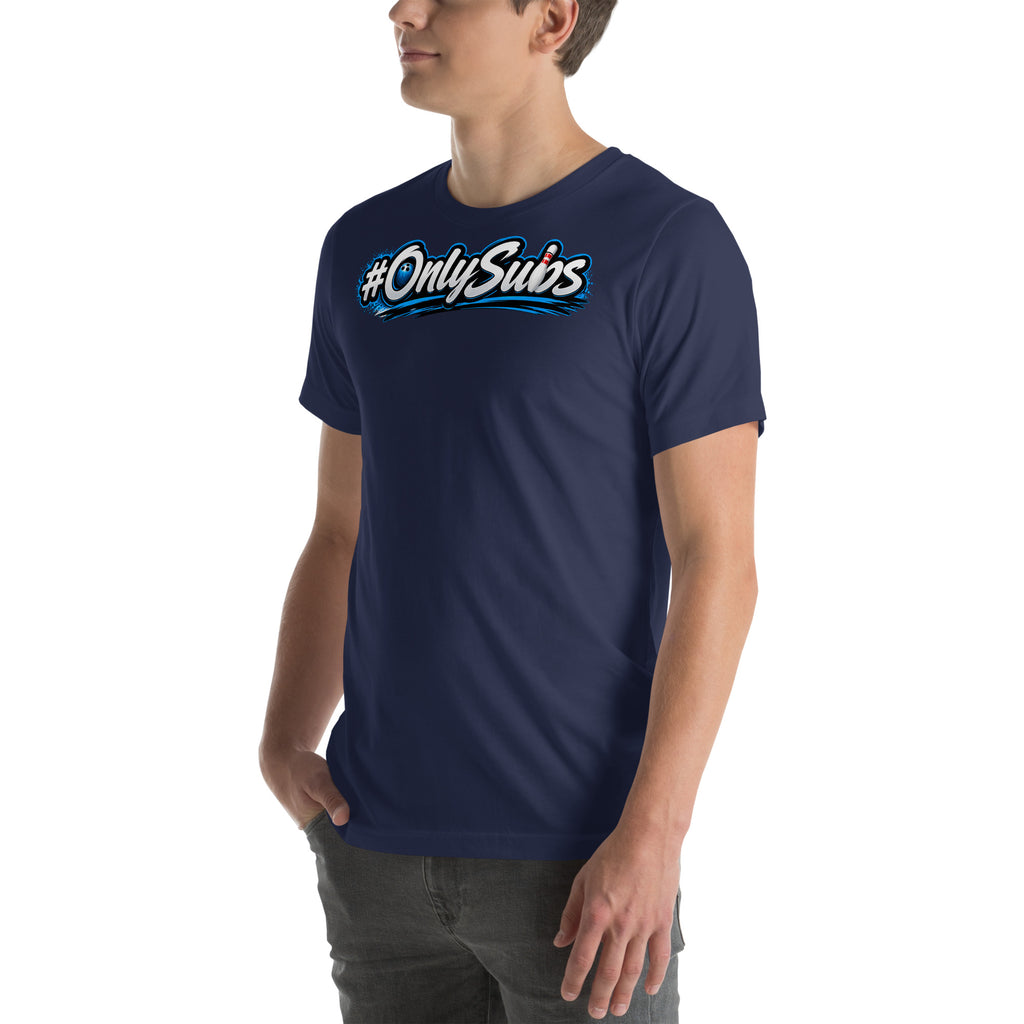 OnlySubs Core Logo Tee in Navy, left-front view